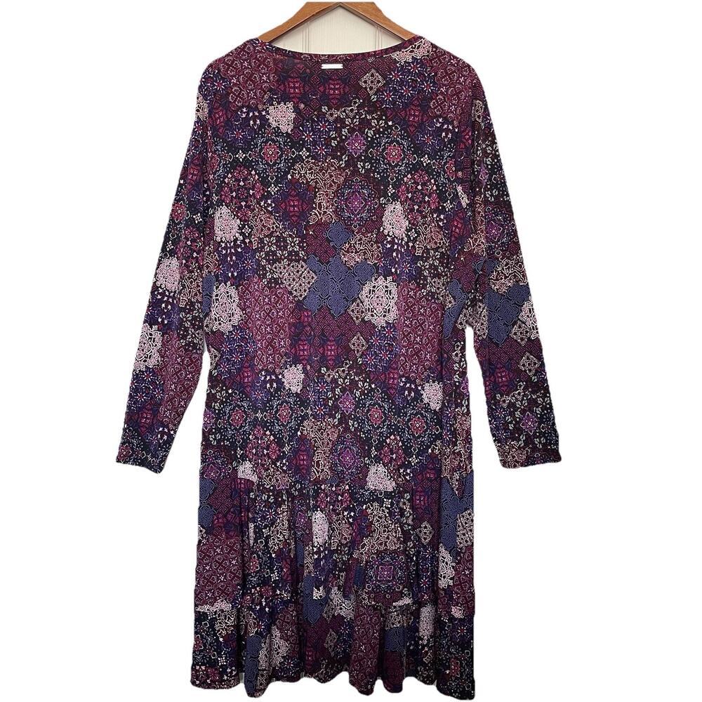 Michael Michael Kors‎ Dress Womens 2X Purple Patchwork Tiered Ruffle Patchwork - Picture 2 of 6